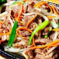 Beef Bulgogi · Thinly sliced beef marinated in Special House Sauce sautéed with vegetables. Served with ric...