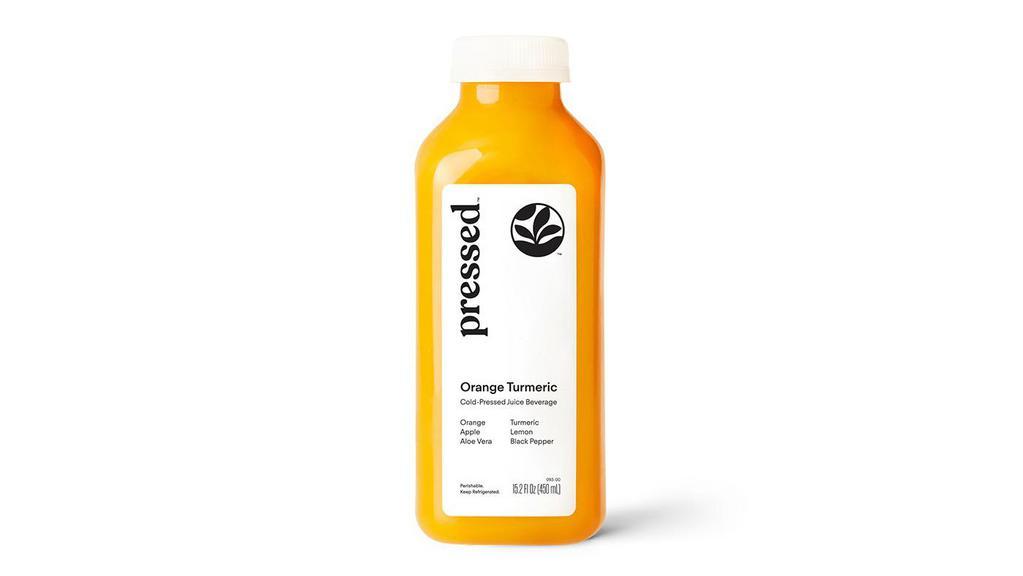 Orange Turmeric Juice · Orange Turmeric is a blend of orange, apple aloe vera, turmeric, lemon and black pepper. Our Orange Turmeric elevates everyday OJ with a vibrant blend of orange juice, black pepper and turmeric from Fiji.