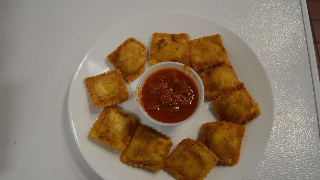 Fried Cheese Ravioli · Served with marinara sauce.