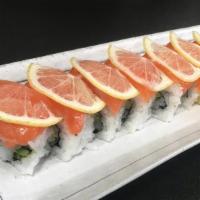 49ER ROLL · Real crab meat, avocado, wrapped with salmon and lemon.