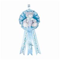 Baby Birth Announcement Ribbon With Plush Teddy Bear - It'S A Boy · A darling plush bear comes with this wholesale 24
