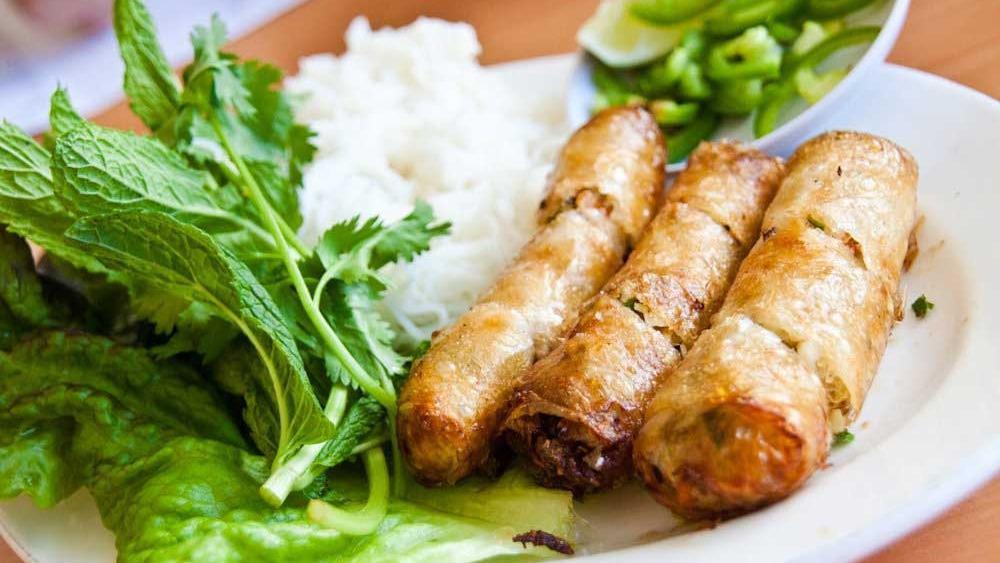 Nem Cua (Chả Giò) · Fried Imperial Rolls with Vermicelli Noodle, Lettuce, Mint and Cilantro