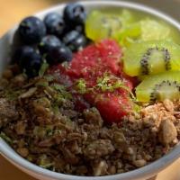 Chia Breakfast Pudding · Gluten free, dairy free tapioca and chia pudding with seasonal fruit, housemade jam and mb g...