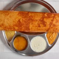 Paper Dosa · Scrapped crispy crepe made with rice and lentil.