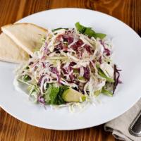 Fennel Cabbage Salad · Vegan. Green and purple cabbage, fresh fennel, apples, and spinach.