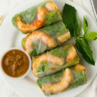 #1.2. Saigon Rolls · Gluten-free, contain nuts. Lettuce, rice noodle, yam crescents & herbs rolled in fresh rice ...