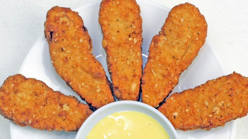 Golden Nugget · Fried soy nuggets served with vegan honey mustard sauce