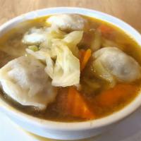 Banshtai Shol · Dumpling soup. Beef small dumpling, cabbage, carrot, seasoned with salt and onion.