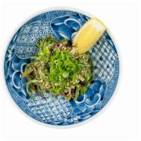 Kaiso Seaweed Salad · Vegan. Hiyashi wakame, sesame dressing, green onion, lemon.