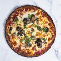 Shroom & Gloom · Delicious and healthy vegan pizza crust topped with marinara sauce, wild mushrooms, and vega...