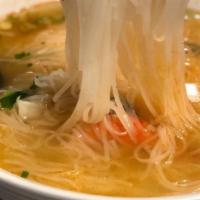 3. Walking Chicken Pho · Chicken noodle soup with sliced free-range chicken onions and scallions.