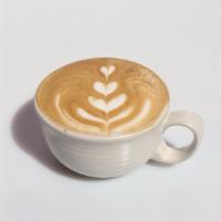 Cappuccino (8oz) · Two shots espresso with steamed milk.