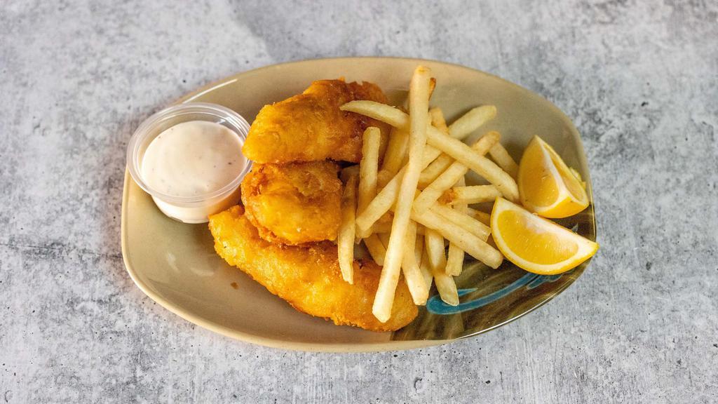 4 Pieces Fish & Chips · Fried fish in crispy batter, served with chips.