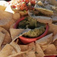 Chips & Dip · Tortilla chips with house-made guacamole and salsa.