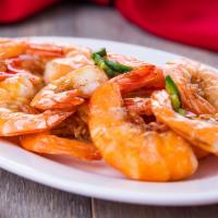 椒鹽蝦 Stir-Fried Salt & Pepper Shrimp · 