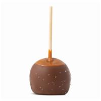 Chocolate Sea Salt Apple · Caramel-covered Granny Smith apple dipped in rich milk chocolate and sprinkled with sea salt.
