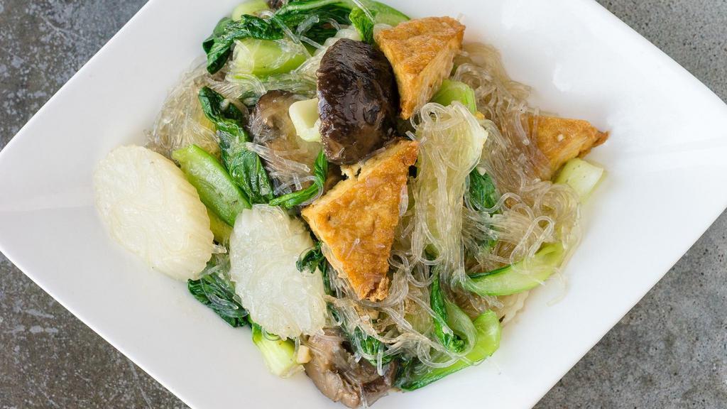 Chap Chye · Stir-fried bok choy, daikon, shitake mushrooms, tofu, & mung bean noodles