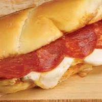 Pepperoni Sub · Pepperoni, cheese and pizza sauce on a toasted bread, sprinkled with parmesan cheese. Served...
