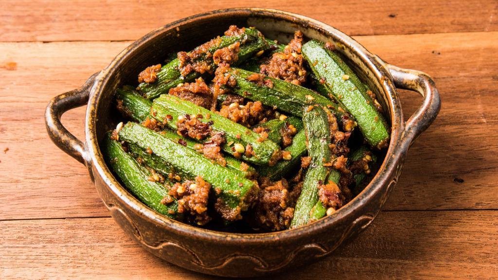 Okra Masala · Okra marinated in indian spices.