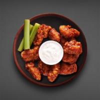 12 Black Bird Boneless Wings · 12 succulent boneless  breaded wings served in your choice of wing flavor with your choice w...