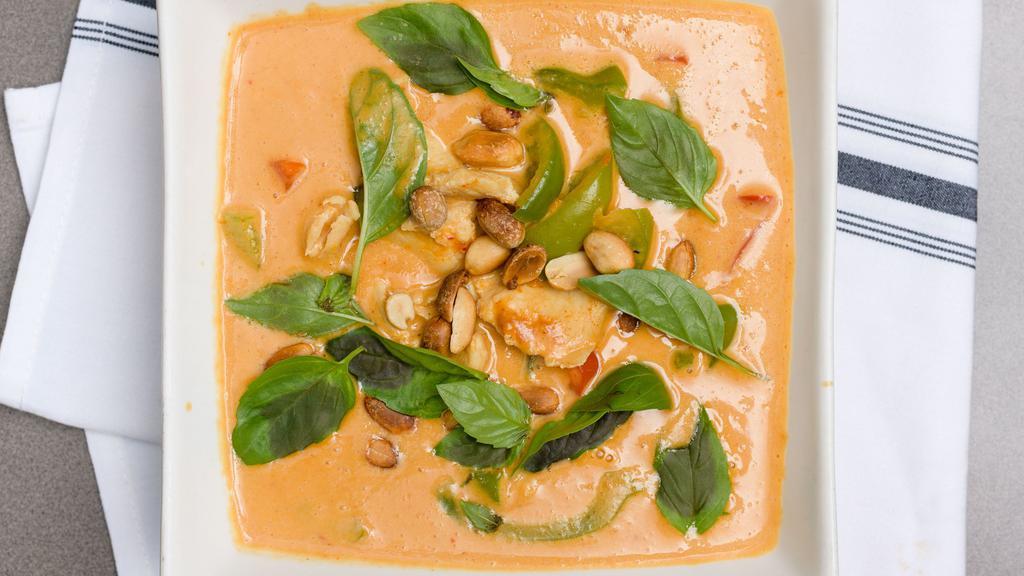 Panang Curry · Panang curry and coconut milk with sweet basil and bell pepper.