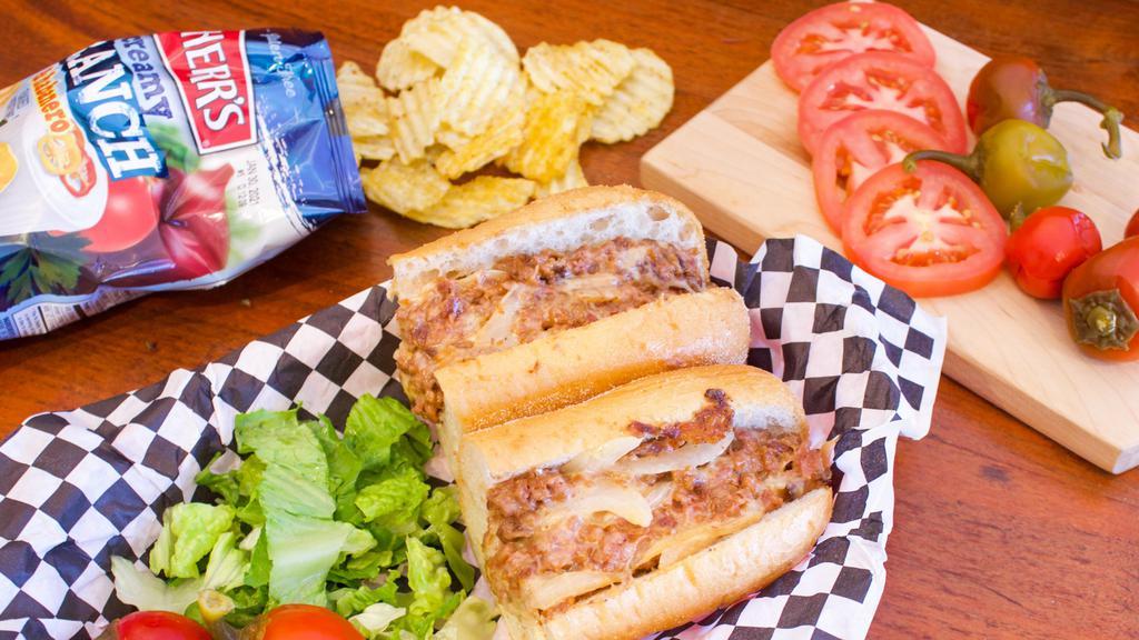 Beyond Meat Cheesesteak (Vegetarian) · Beyond Plant-Based ingredients melted American cheese, grilled onions