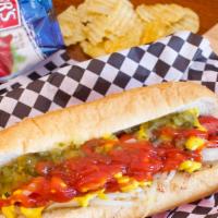 Hot Link · Grilled hot link served on roll with mustard, onions, ketchup and relish, add chili for an a...