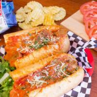 Meatball Parmigiana Sandwich · Meatballs smothered with marinara sauce, and topped with provolone cheese and stuffed in 12