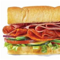 Spicy Italian Footlong · A blend of pepperoni and salami, topped with cheese—try it with hot peppers, or your choice ...