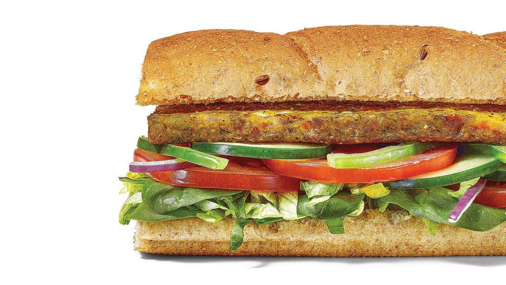 Veggie Patty Footlong · Whether by choice, or simply for a delicious change, a full-flavored veggie patty with your favorite combination of freshly baked bread, veggies and sauces hits the mark.