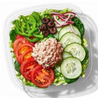 Tuna Chopped Salad · Our tasty tuna salad is simply sumptuous. Flaked tuna, mixed with mayo, and your choice of v...