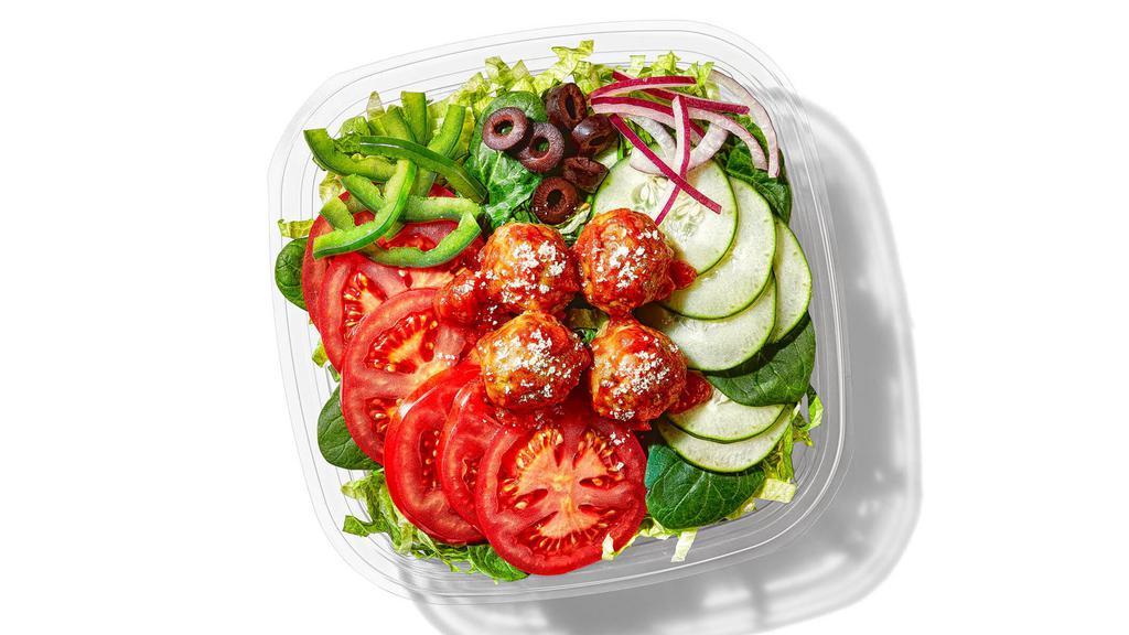 Meatball Marinara Chopped Salad · We take Italian-style meatballs, drench them in marinara sauce, and then serve ‘em with your choice of crisp veggies. Buon appetito!