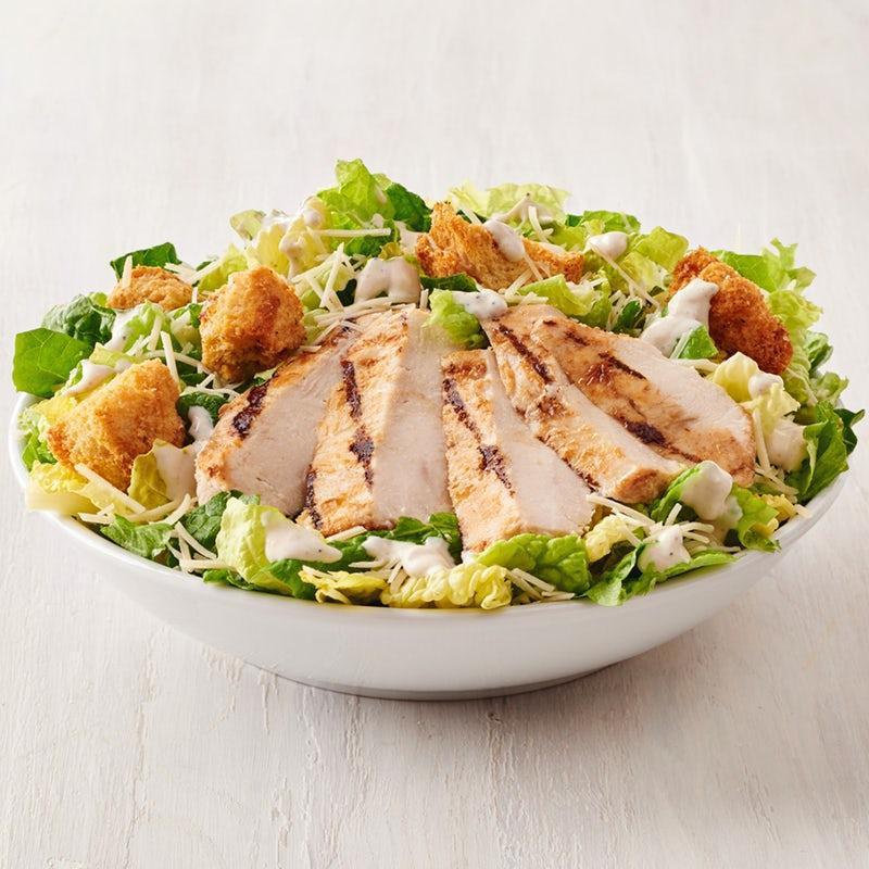 Chicken Caesar Salad · All natural chicken breast, sourdough croutons, Parmesan cheese, romaine lettuce, and Caesar dressing. (contains anchovy)