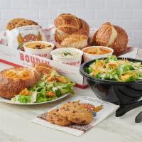 Salad and  Bread Bowl Soup Family Meal for 2 · What do you get when you take our Spring or Classic Caesar *Salad for 2, add 2 sourdough bre...
