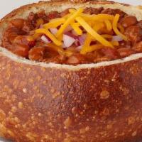 Beef Chili · Garnished with cheddar cheese and red onions. Nutritional information accounts for soup and ...