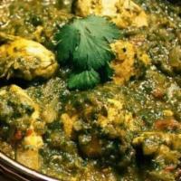 Chicken Saagwala · Chicken cooked with spiced cream spinach