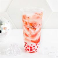 Strawberry Milk Bar · Strawberry jam with whole milk and strawberry popping boba. 
*no ice level and sweetness lev...