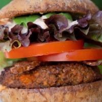 Socal Burger · Organic House-Made Mushroom Quinoa Patty, Organic Tempeh Bacon, Organic Avocado & House-Made...