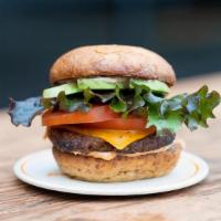 Fire Signature Burger 🔥 🔥 · House-Made Organic Quinoa and Mushroom Patty, Pepper Jack Cheese, Organic Avocado, and House...