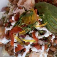 Burrito Bowl · Cilantro Lime rice, your choice of meat or veggies, pinto beans, fresh aavocado, pico de gal...
