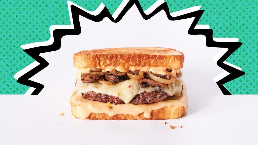 Classic Melt · Hamburger patty, pepper jack cheese, grilled onions, sautéed mushrooms & Awesome sauce