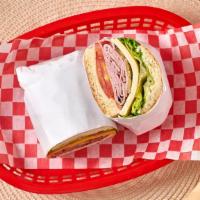 Black Forest Ham Ultimate Sandwich Combo · With garlic spread, bacon, monterrey jack cheese, mayonnaise, mustard, lettuce, tomatoes, on...