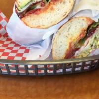Roasted Turkey with Bacon Ultimate Sandwich · Popular item. Monterrey jack cheese, mayonnaise, mustard, lettuce, tomatoes, onions and pick...