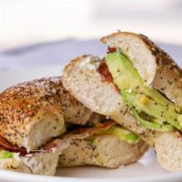 California Bagel · Choice of bagel with cream cheese, bacons and avocado.