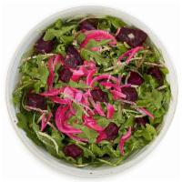 Roasted Beet Salad  · Perfectly roasted beets mixed with seasonal arugula, radish, sweet pickled onions and creamy...