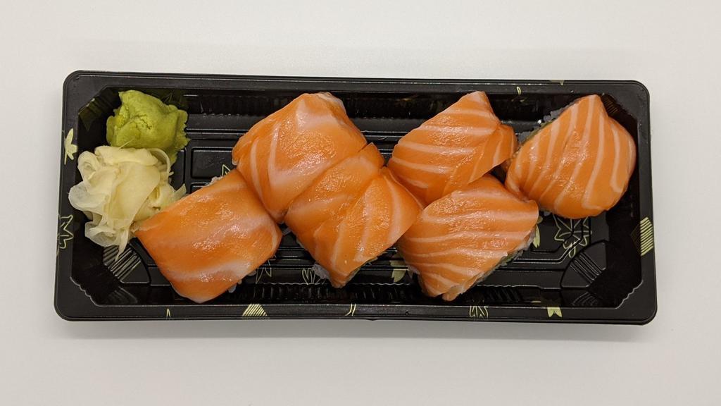 Hokkaido roll (6) · California roll wrapped with salmon.
