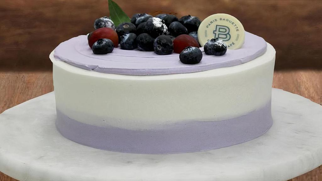 Blueberry Yogurt Cake · 3 Layer Vanilla Cake, Blueberry Yogurt Cream Filling with Strawberry. Contains: Egg, Milk, Soy, Wheat. 8 Servings