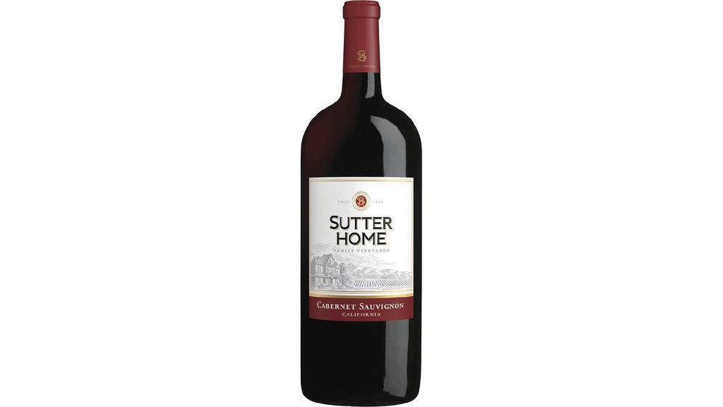 Sutter Home Cabernet (1.5 L) · Rich aromas delight the senses, leading to full-bodied, dark fruit flavors with hints of toasty vanilla goodness. Our Cabernet Sauvignon pairs nicely with family, good friends, and great conversation. If that’s not enough, it also complements chicken, steak, and seasoned pastas.