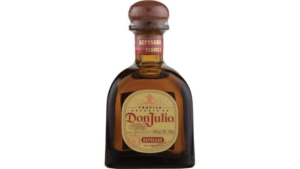 Don Julio Reposado Tequila (50 ml) · Aged for eight months in American white-oak barrels, Don Julio® Reposado Tequila is golden amber in color, and offers a rich, smooth finish—the very essence of the perfect barrel-aged tequila. With a mellow, elegant flavor and inviting aroma, Don Julio® Reposado Tequila is best savored as part of a refreshing tasting cocktail or chilled on the rocks.