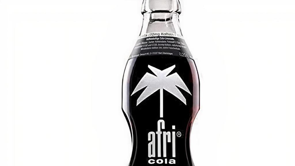 To Go Afri Cola Single · Afri Cola with real sugar. Afri cola is the iconic German cola soft drink that has been around for over 80 years. Known for it’s beautiful distinctive glass bottle, high caffeine content (25mg), and bold cola flavor, afri cola is a truly unique and classic soft drink brand.